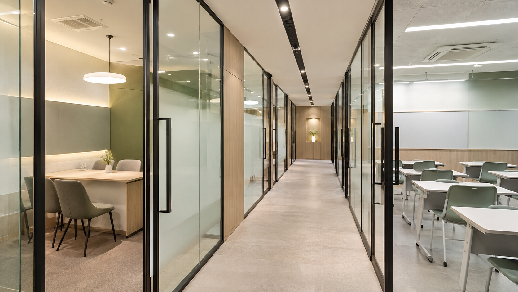 학원 강의실 유리칸막이
